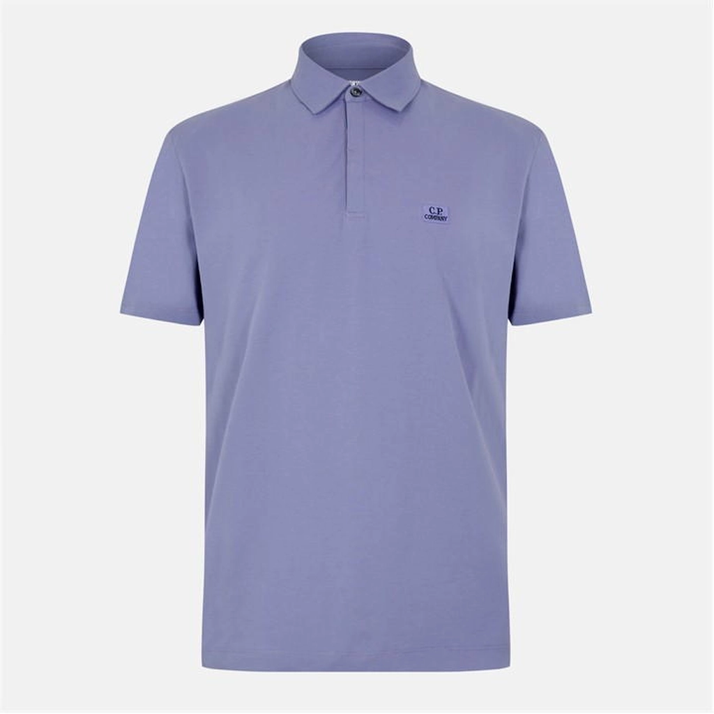 CP Company Short Sleeve Logo Patch Polo Shirt - Purple